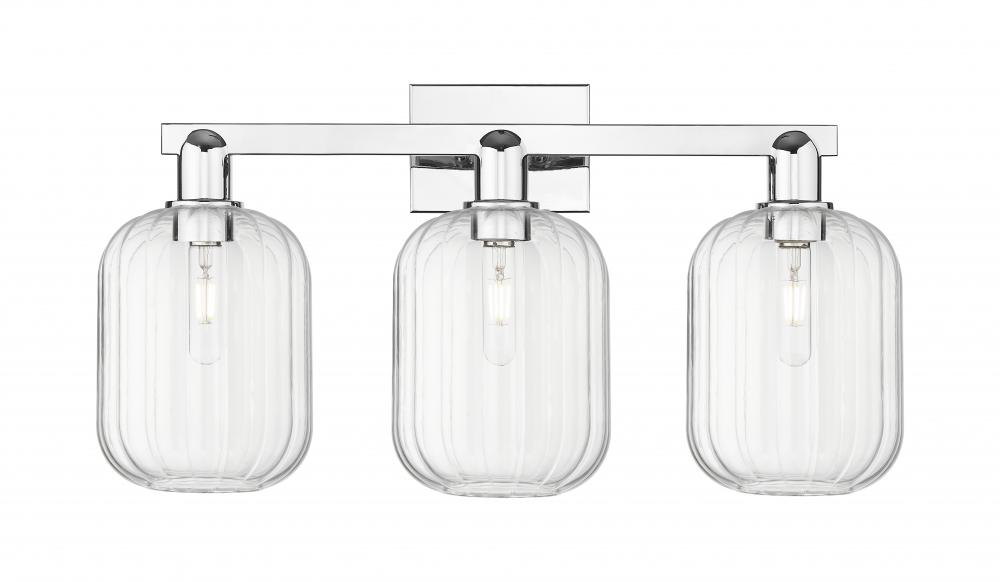 Preston Cylinder - 3 Light - 26 inch - Polished Chrome - Bath Vanity Light