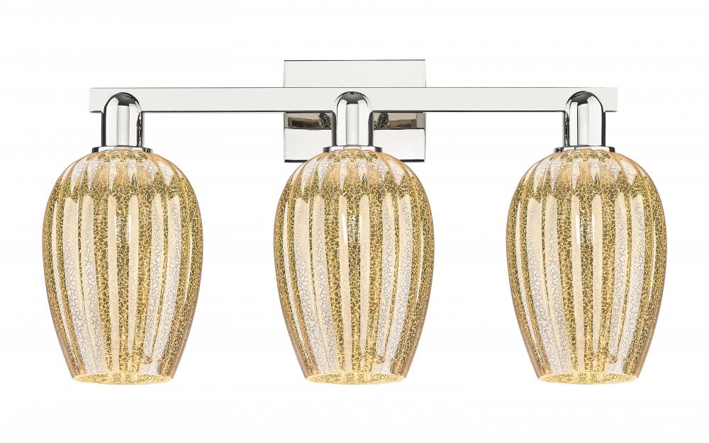 Preston Flute - 3 Light - 26 inch - Polished Nickel - Bath Vanity Light