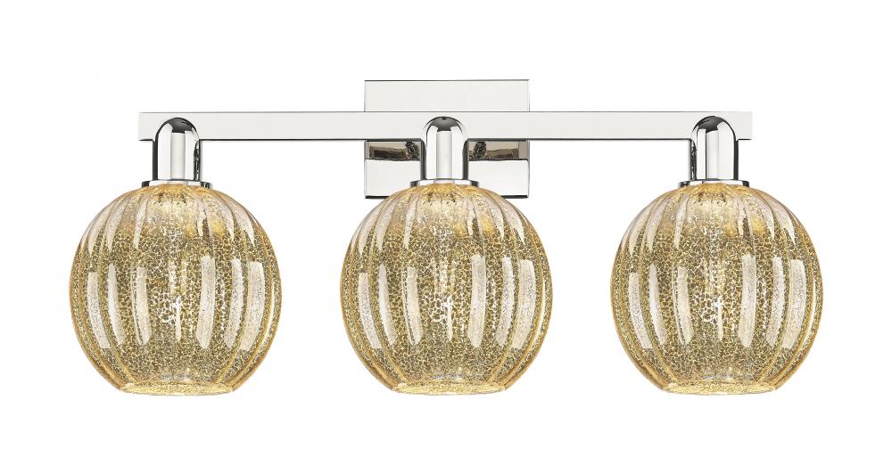 Preston Globe - 3 Light - 26 inch - Polished Nickel - Bath Vanity Light