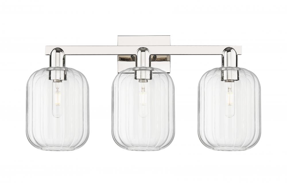 Preston Cylinder - 3 Light - 26 inch - Polished Nickel - Bath Vanity Light
