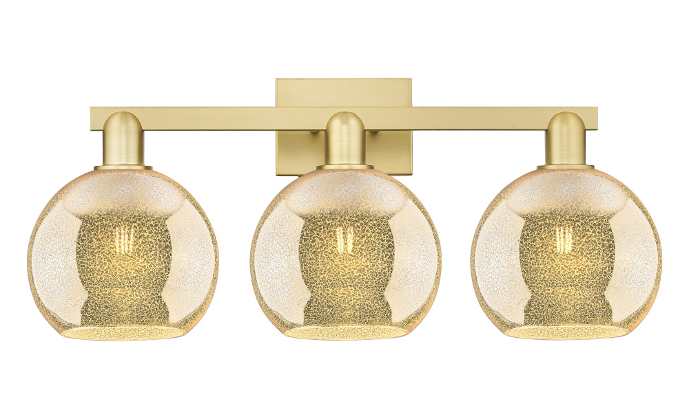 Athens - 3 Light - 27 inch - Satin Gold - Bath Vanity Light