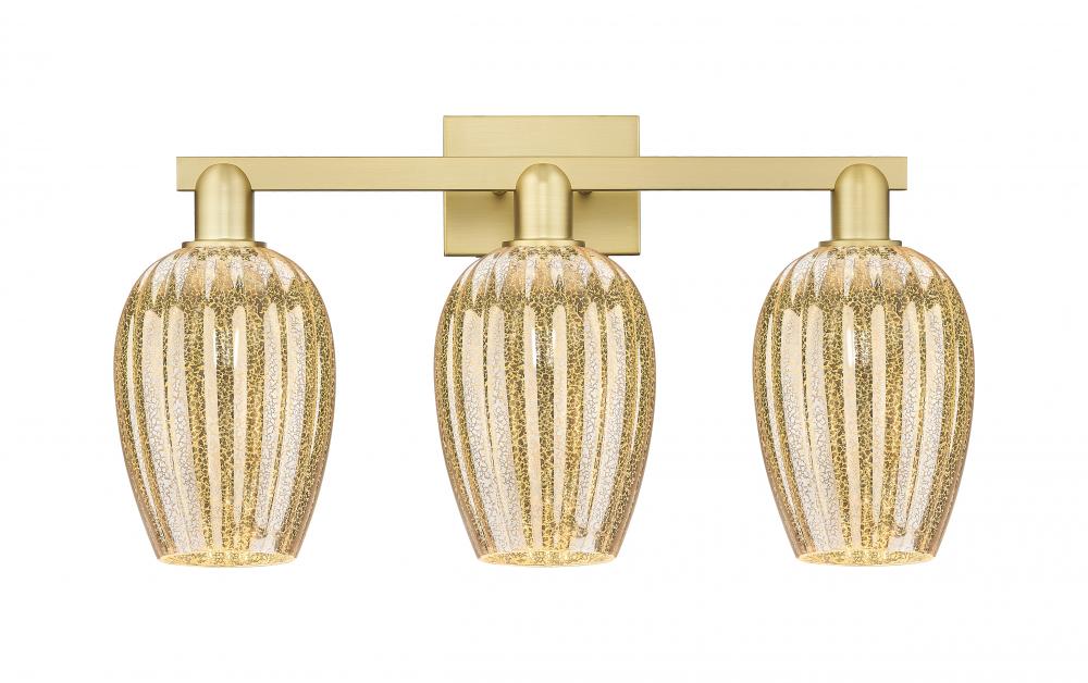 Preston Flute - 3 Light - 26 inch - Satin Gold - Bath Vanity Light
