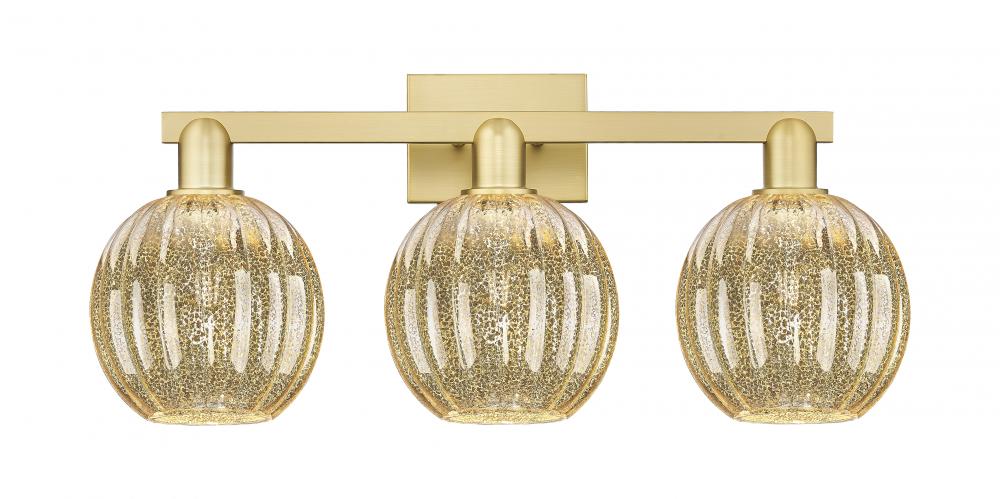 Preston Globe - 3 Light - 26 inch - Satin Gold - Bath Vanity Light