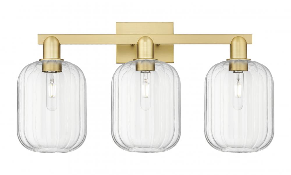 Preston Cylinder - 3 Light - 26 inch - Satin Gold - Bath Vanity Light