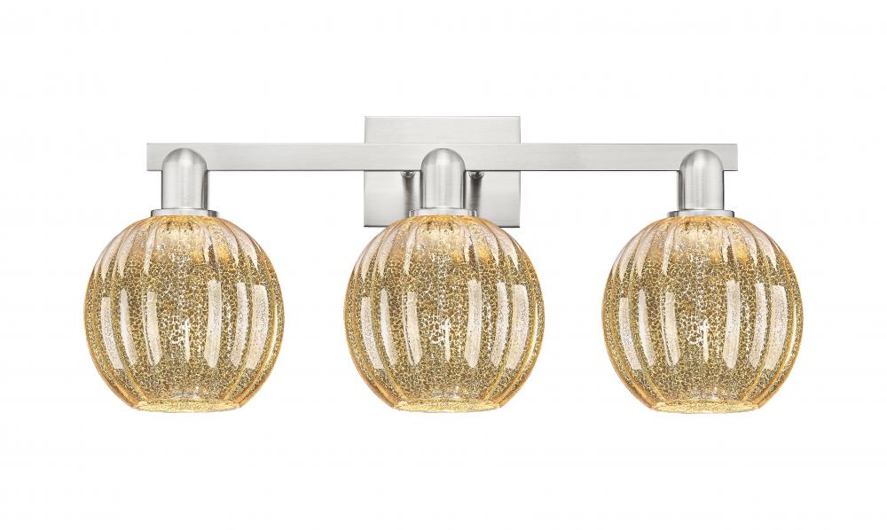 Preston Globe - 3 Light - 26 inch - Brushed Satin Nickel - Bath Vanity Light