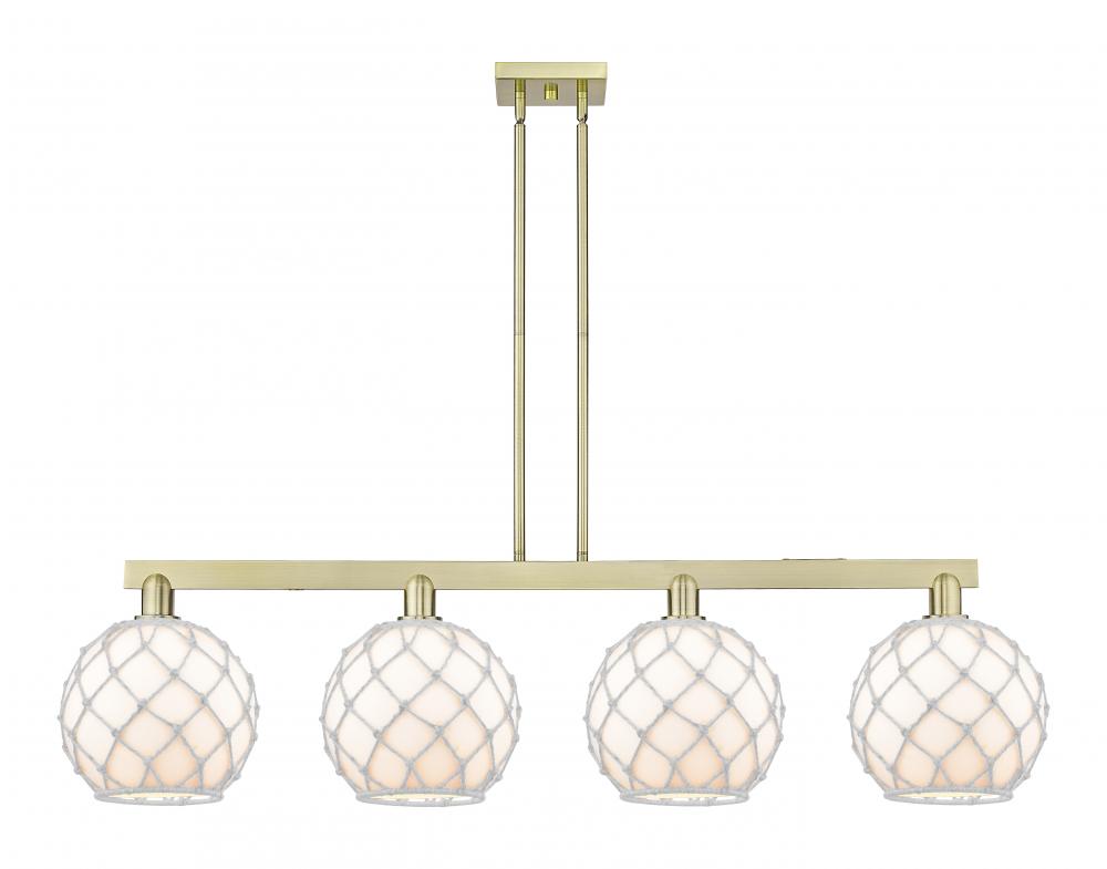 Farmhouse Rope - 4 Light - 53 inch - Antique Brass - Stem hung - Island Light