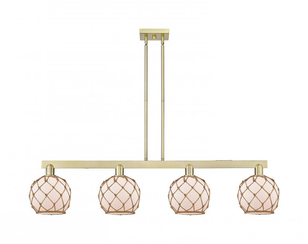 Farmhouse Rope - 4 Light - 51 inch - Antique Brass - Stem hung - Island Light