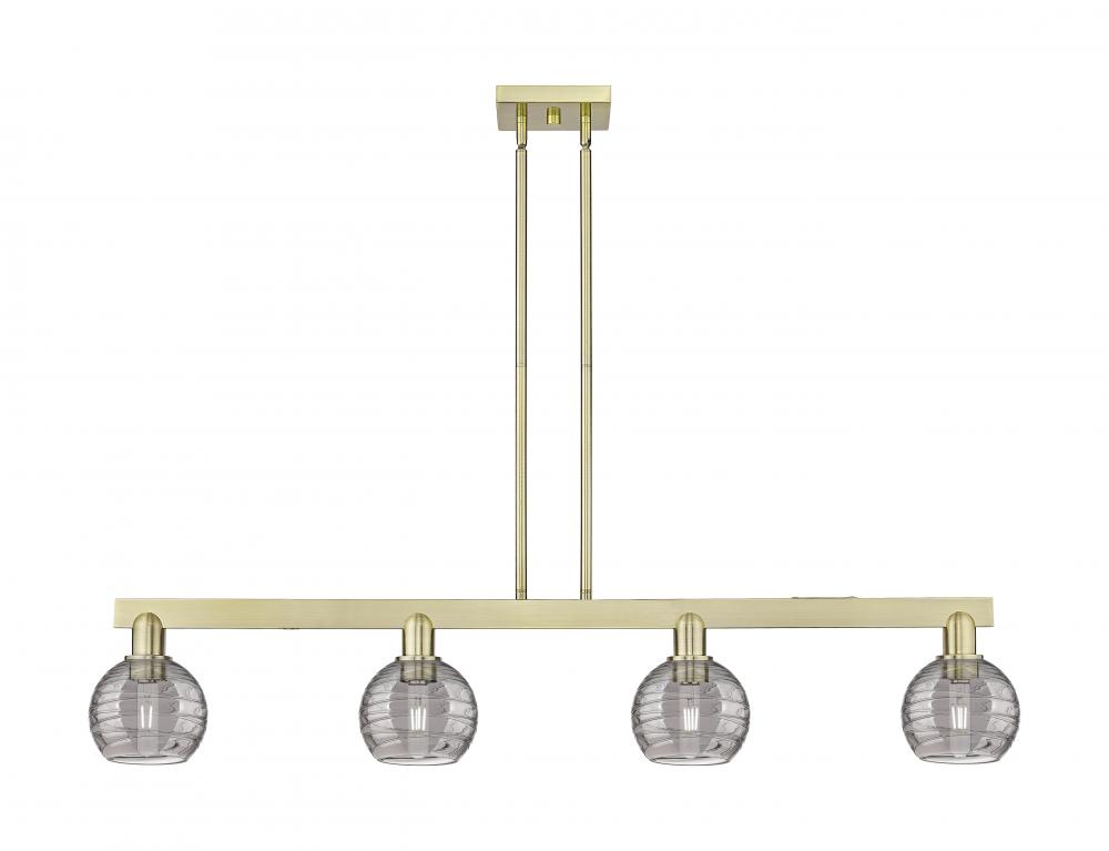 Athens Deco Swirl - 4 Light - 48 inch - Antique Brass - Stem hung - Island Light