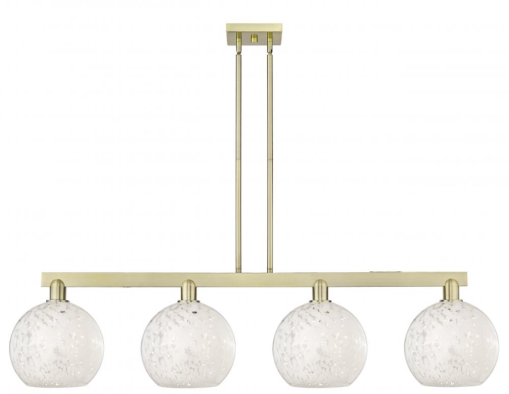 White Mouchette - 4 Light - 51 inch - Antique Brass - Stem hung - Island Light