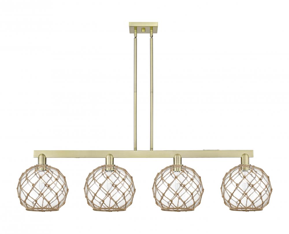 Farmhouse Rope - 4 Light - 53 inch - Antique Brass - Stem hung - Island Light