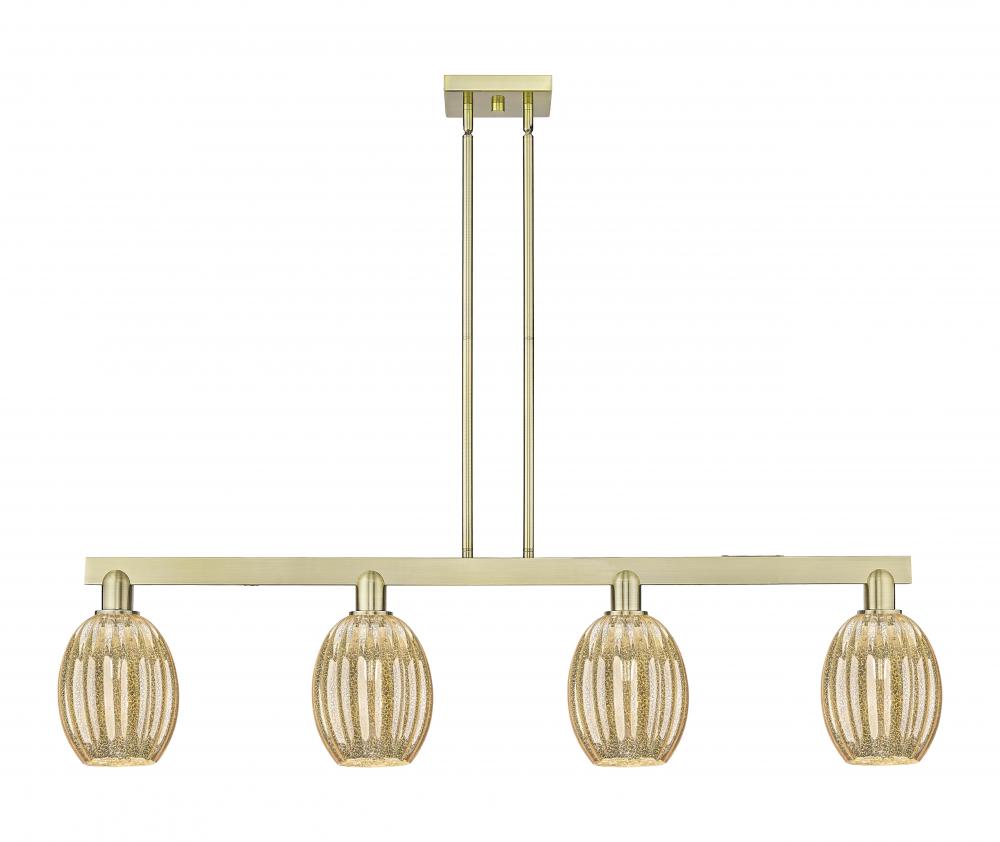 Preston Bulb - 4 Light - 48 inch - Antique Brass - Stem hung - Island Light