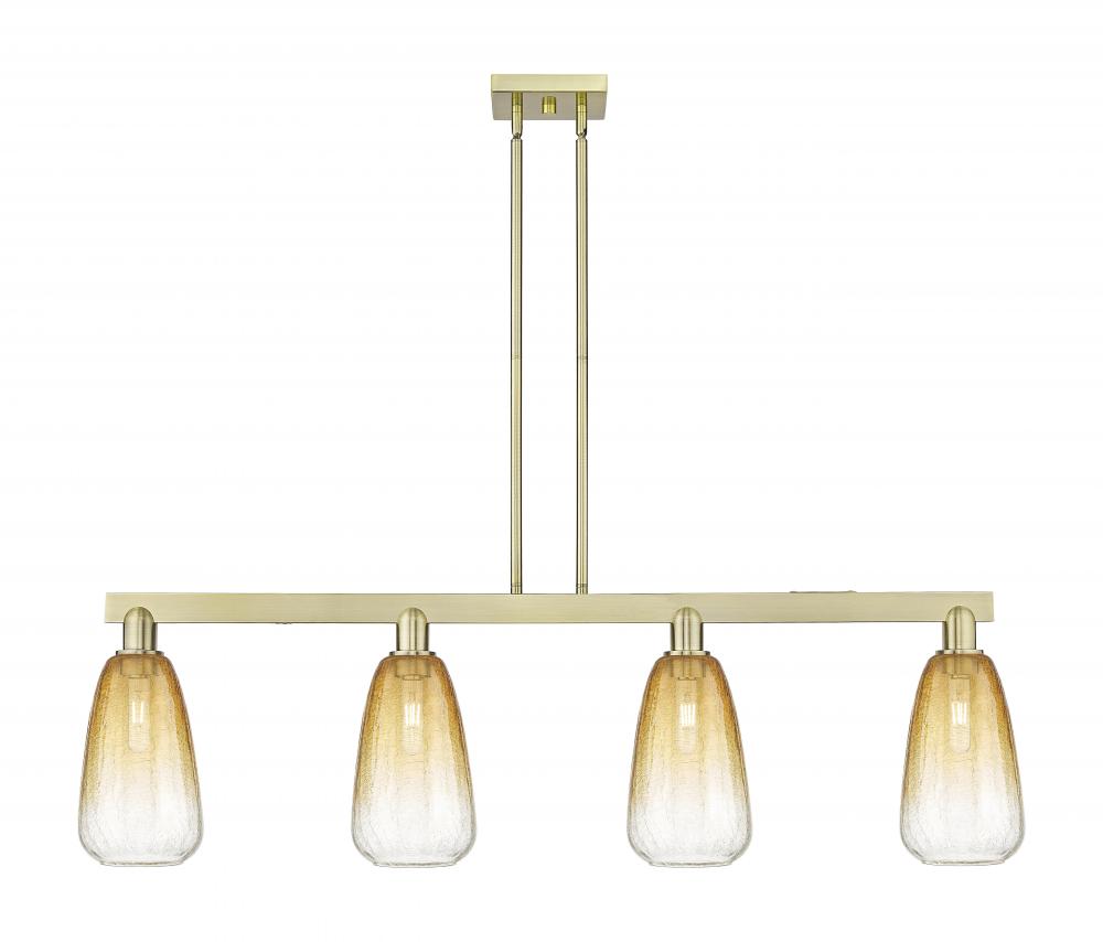 Brookhaven Almond - 4 Light - 48 inch - Antique Brass - Stem hung - Island Light