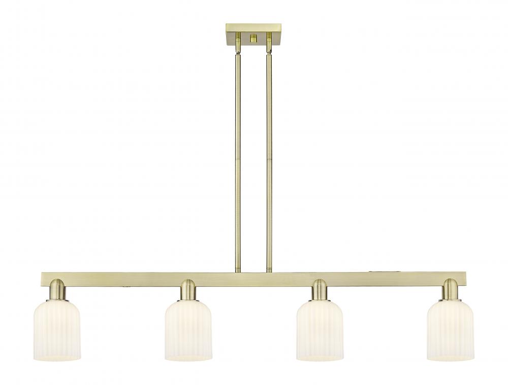 Bridal Veil - 4 Light - 48 inch - Antique Brass - Stem hung - Island Light