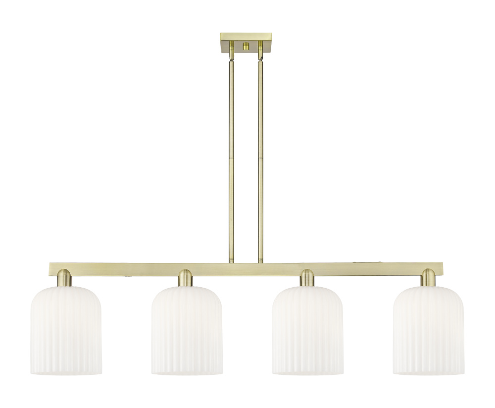 Bridal Veil - 4 Light - 51 inch - Antique Brass - Stem hung - Island Light