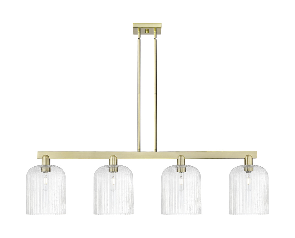 Bridal Veil - 4 Light - 51 inch - Antique Brass - Stem hung - Island Light