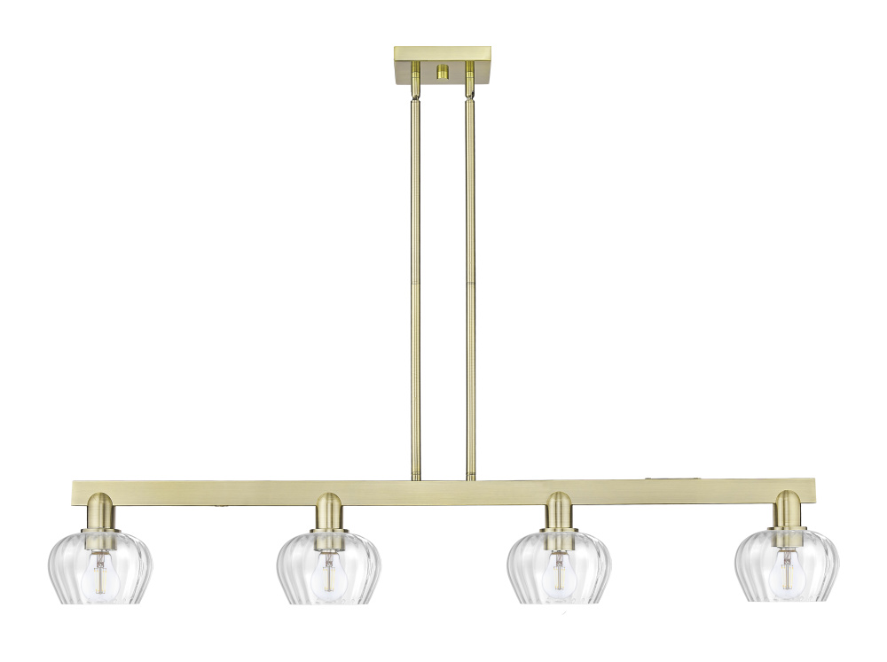 Fenton - 4 Light - 49 inch - Antique Brass - Stem hung - Island Light