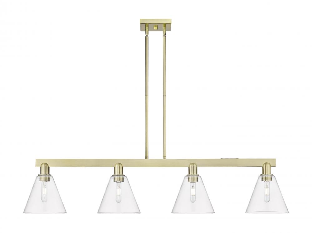 Berkshire Glass - 4 Light - 51 inch - Antique Brass - Stem hung - Island Light