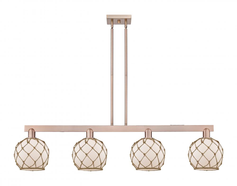 Farmhouse Rope - 4 Light - 51 inch - Antique Copper - Stem hung - Island Light