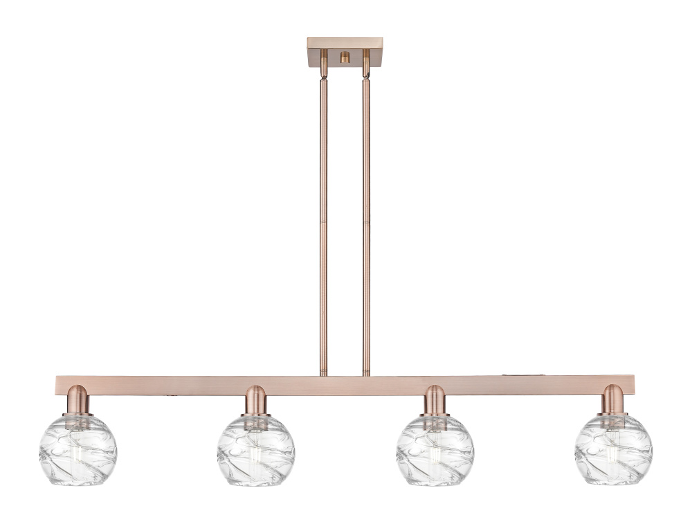 Athens Deco Swirl - 4 Light - 48 inch - Antique Copper - Stem hung - Island Light