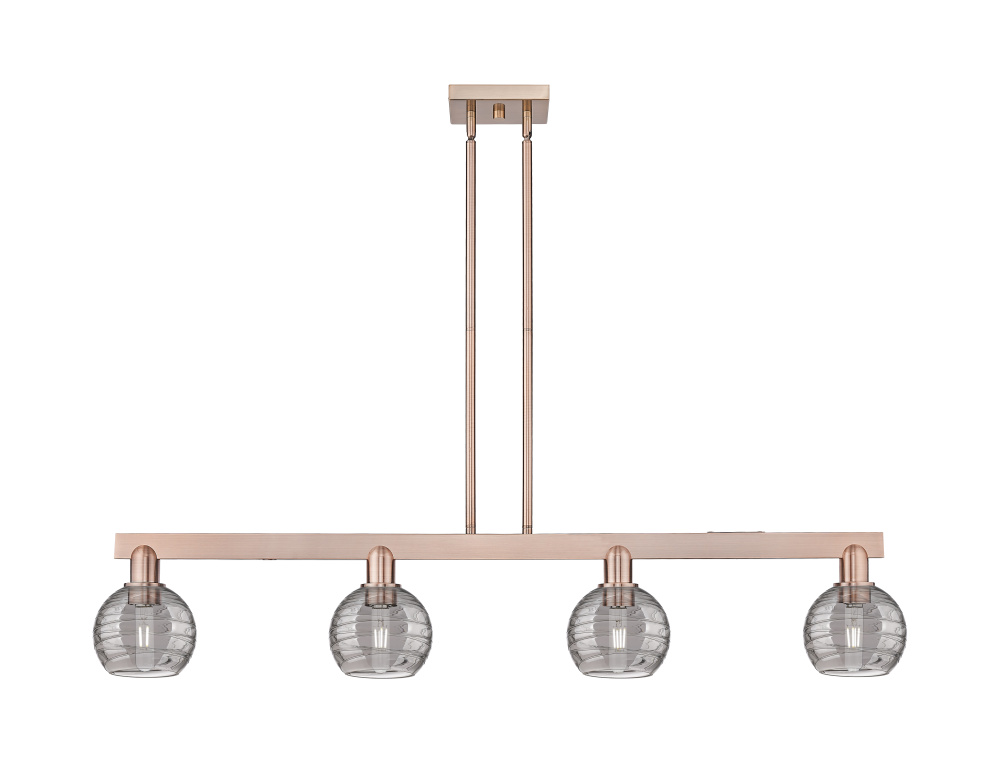 Athens Deco Swirl - 4 Light - 48 inch - Antique Copper - Stem hung - Island Light