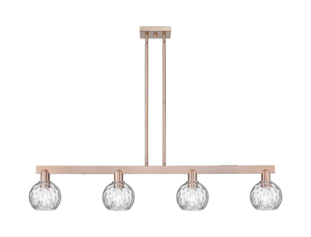 Athens Water Glass - 4 Light - 49 inch - Antique Copper - Stem hung - Island Light