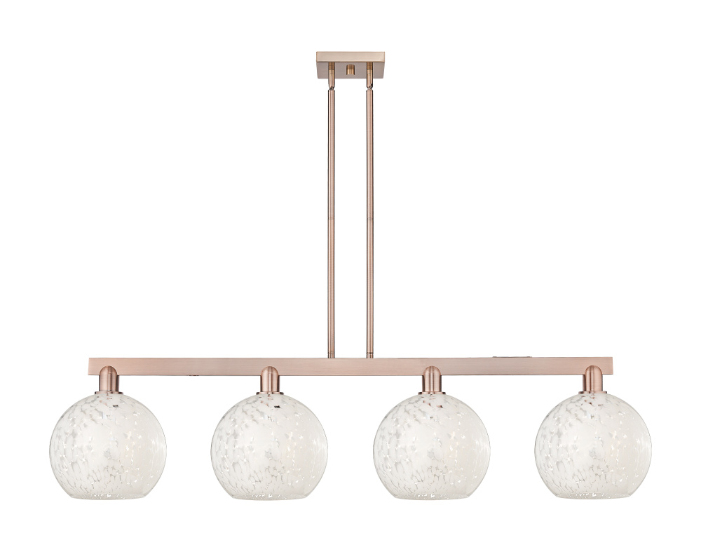 White Mouchette - 4 Light - 53 inch - Antique Copper - Stem hung - Island Light