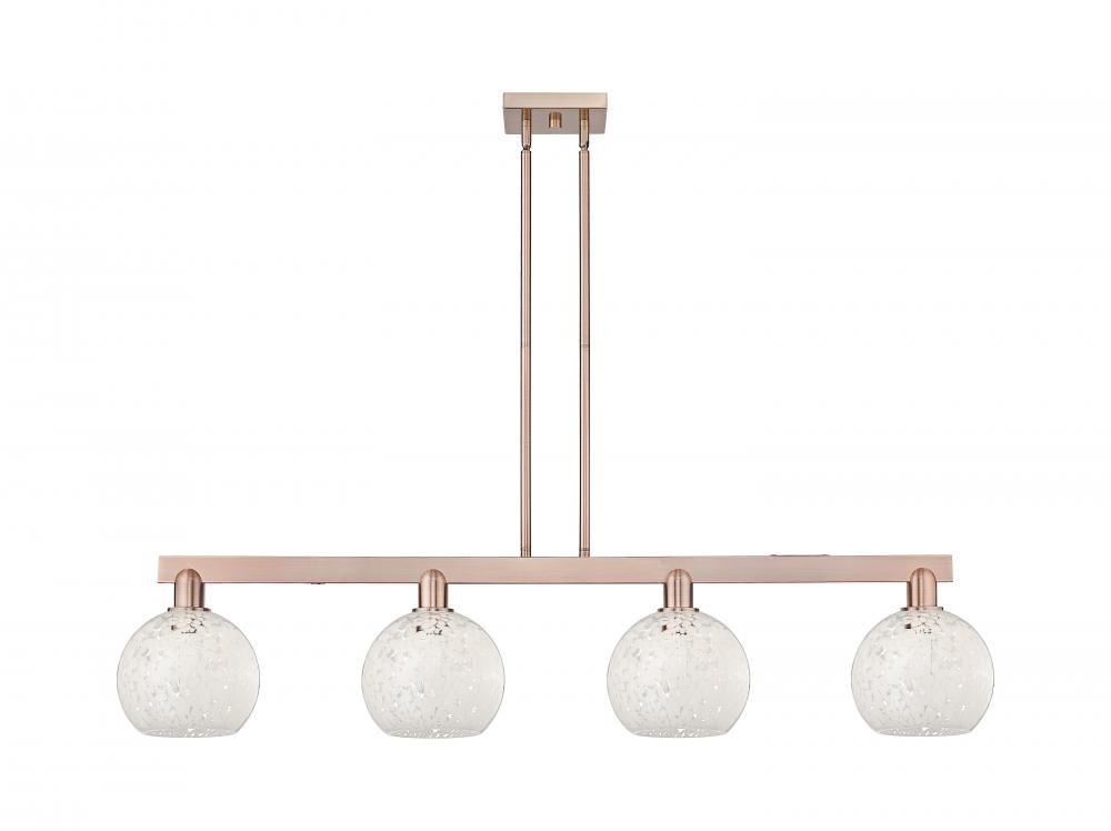 White Mouchette - 4 Light - 51 inch - Antique Copper - Stem hung - Island Light