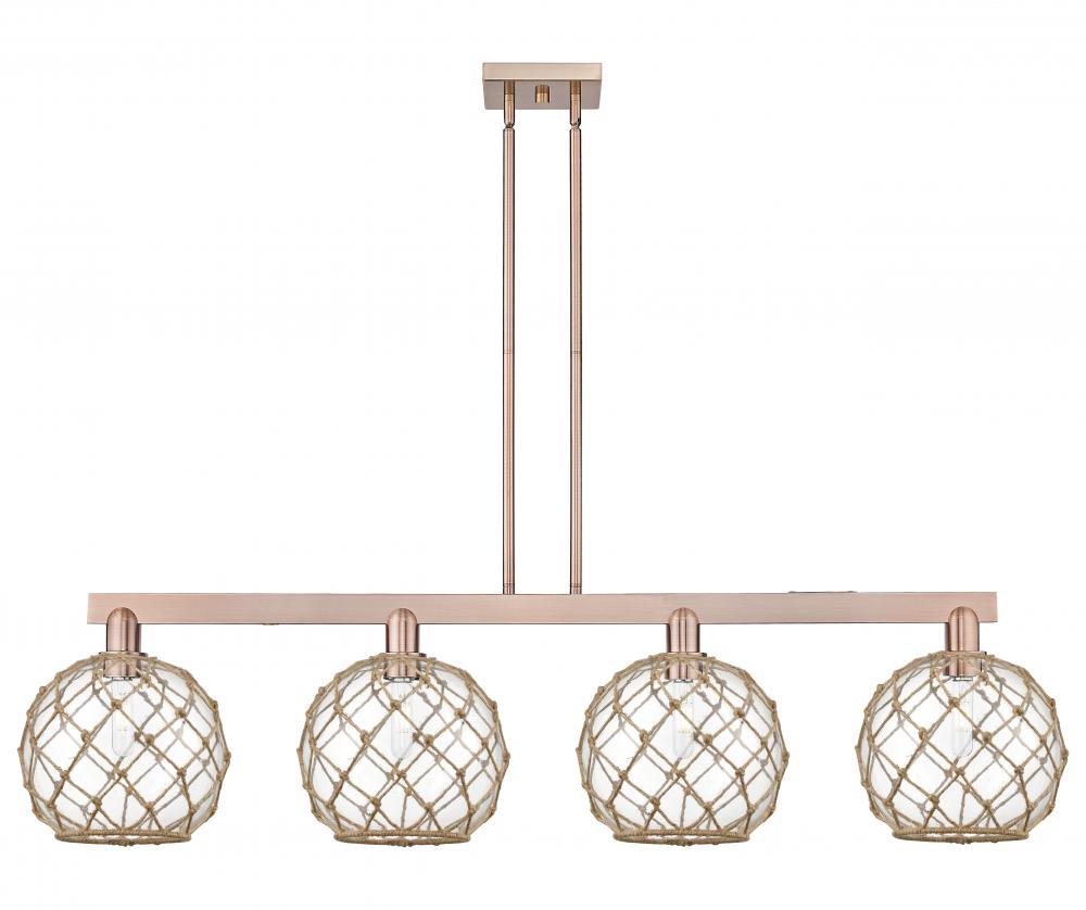 Farmhouse Rope - 4 Light - 53 inch - Antique Copper - Stem hung - Island Light