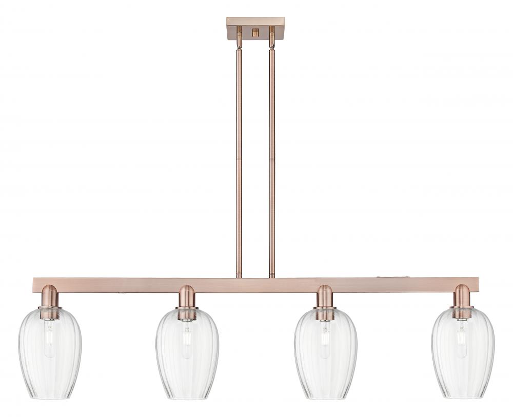 Preston Flute - 4 Light - 48 inch - Antique Copper - Stem hung - Island Light