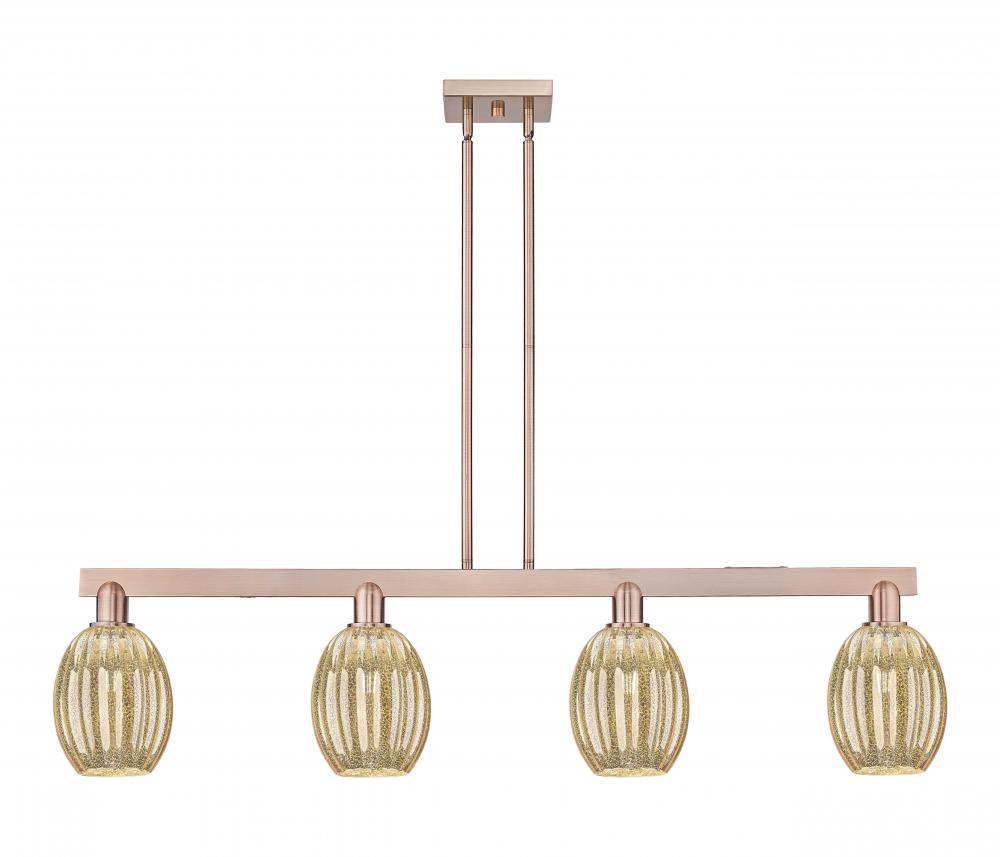 Preston Bulb - 4 Light - 48 inch - Antique Copper - Stem hung - Island Light