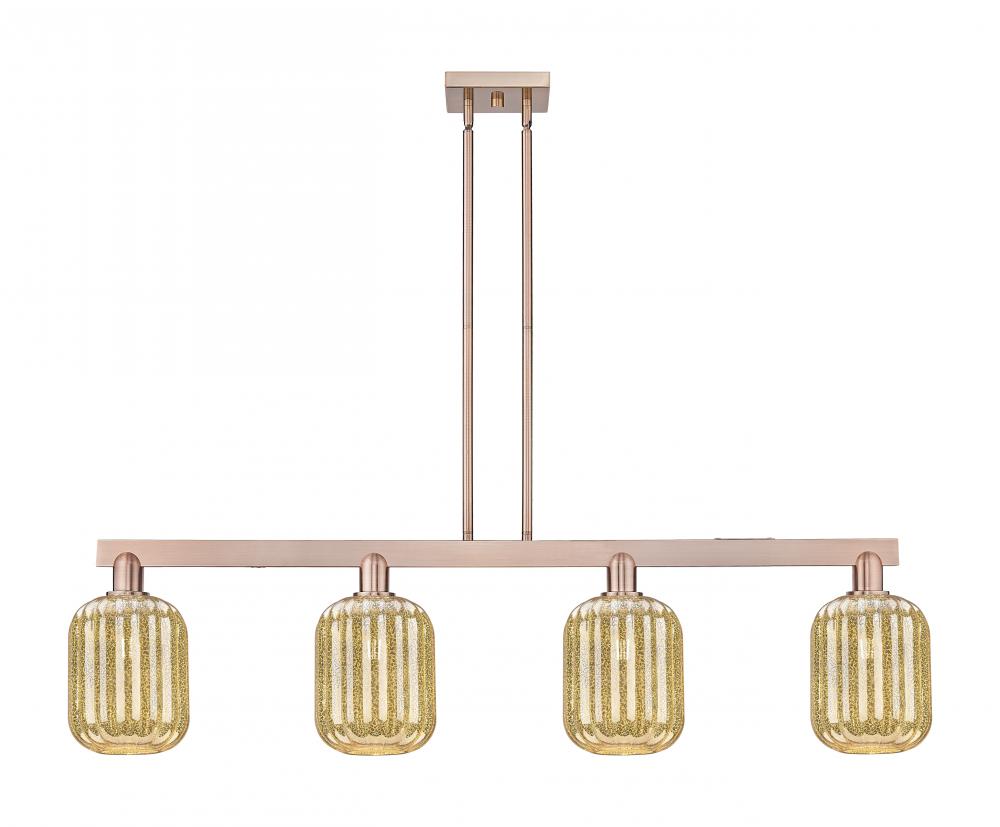 Preston Cylinder - 4 Light - 48 inch - Antique Copper - Stem hung - Island Light