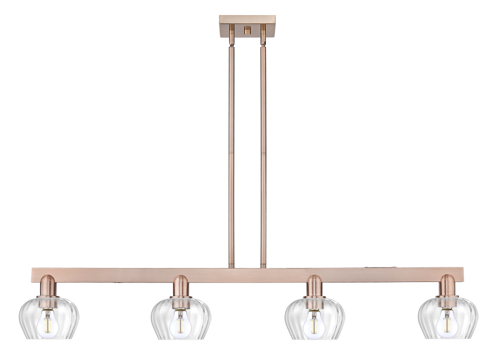 Fenton - 4 Light - 49 inch - Antique Copper - Stem hung - Island Light