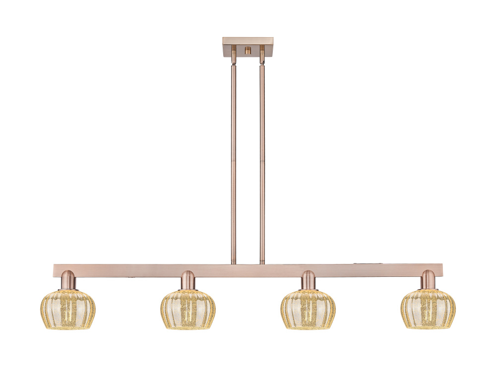 Fenton - 4 Light - 49 inch - Antique Copper - Stem hung - Island Light