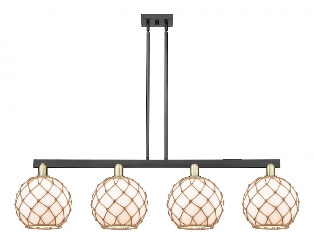 Farmhouse Rope - 4 Light - 53 inch - Black Antique Brass - Stem hung - Island Light