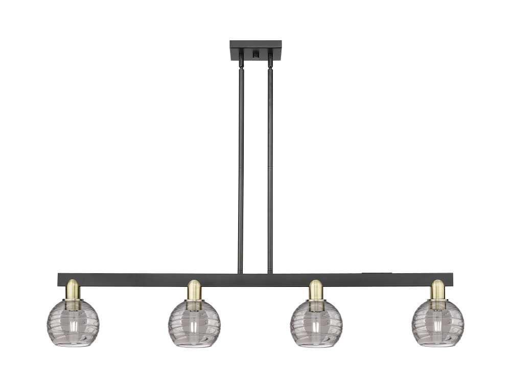Athens Deco Swirl - 4 Light - 48 inch - Black Antique Brass - Stem hung - Island Light