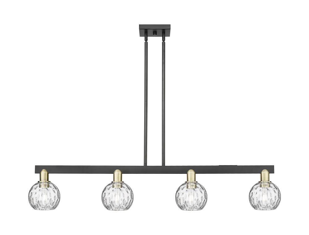 Athens Water Glass - 4 Light - 49 inch - Black Antique Brass - Stem hung - Island Light