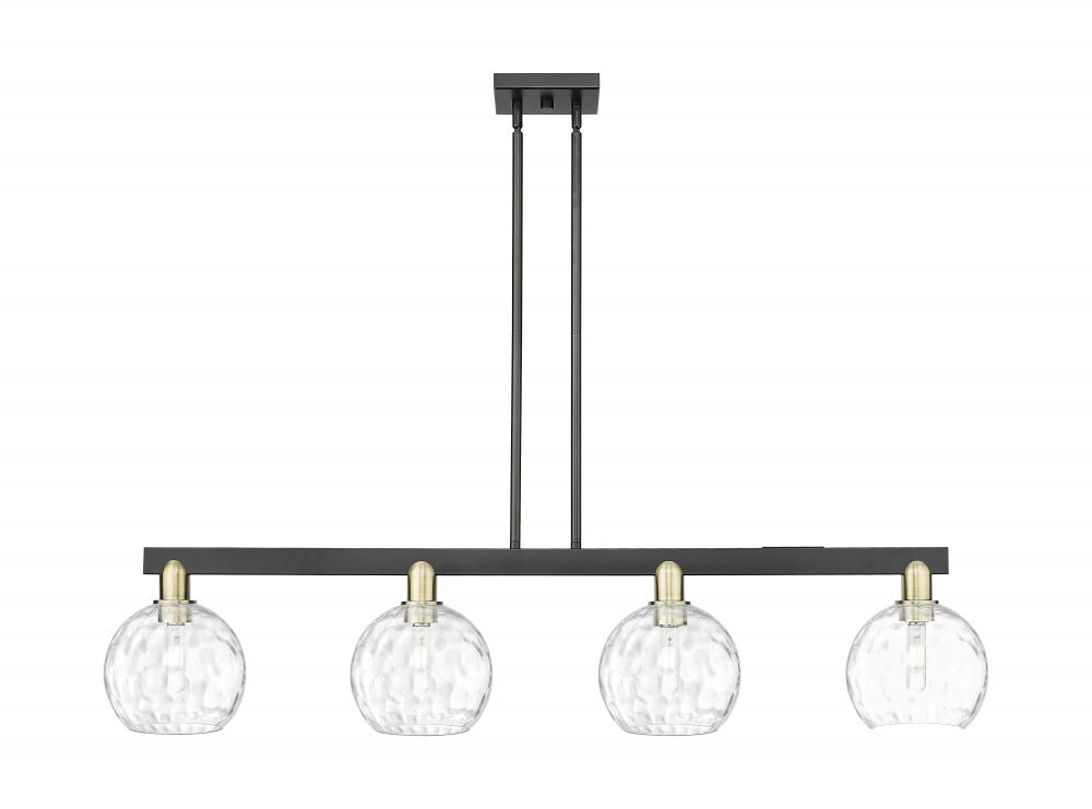 Athens Water Glass - 4 Light - 51 inch - Black Antique Brass - Stem hung - Island Light