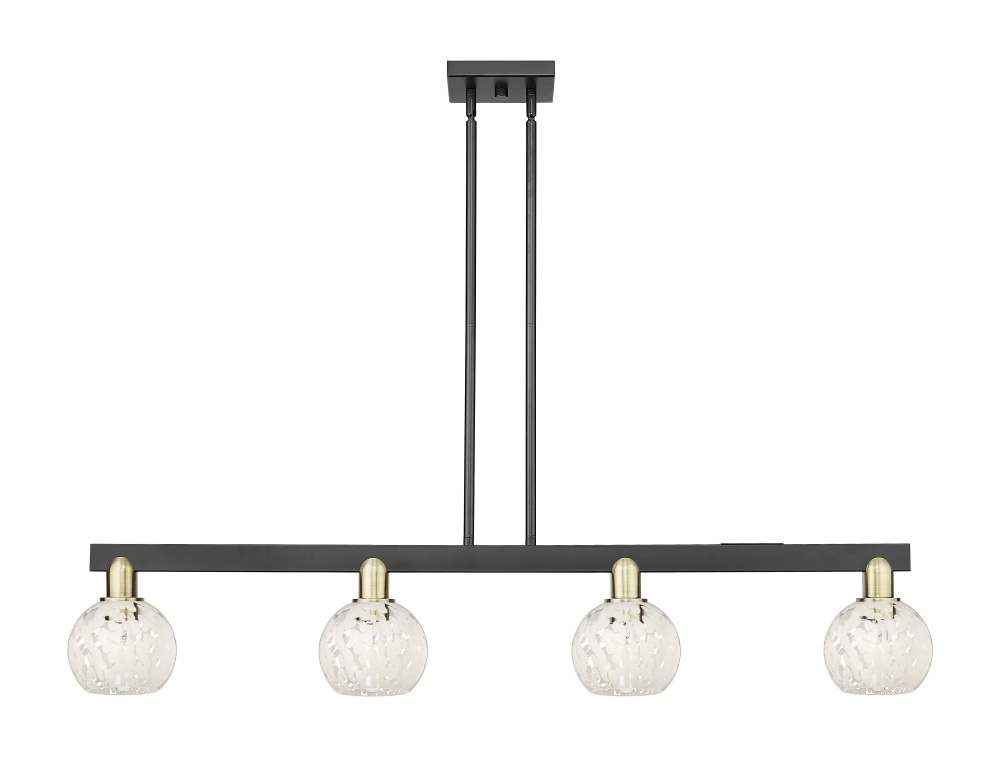 White Mouchette - 4 Light - 49 inch - Black Antique Brass - Stem hung - Island Light