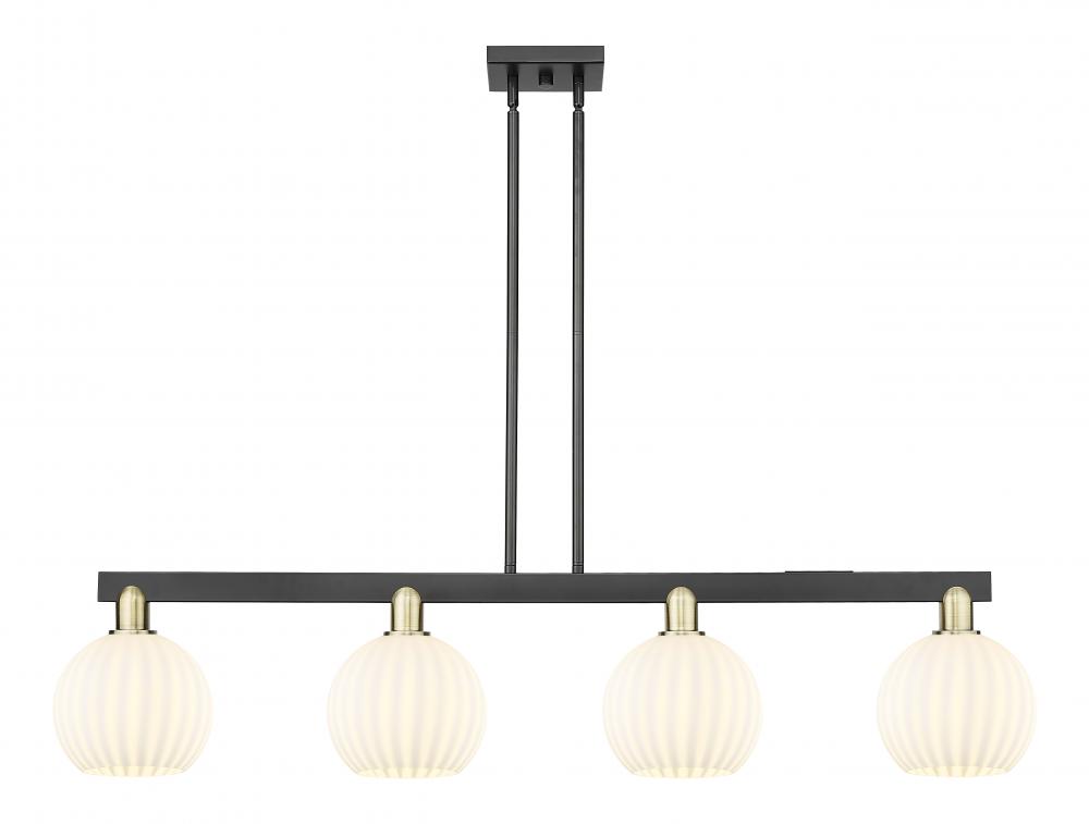White Venetian - 4 Light - 48 inch - Black Antique Brass - Stem Hung - Island Light