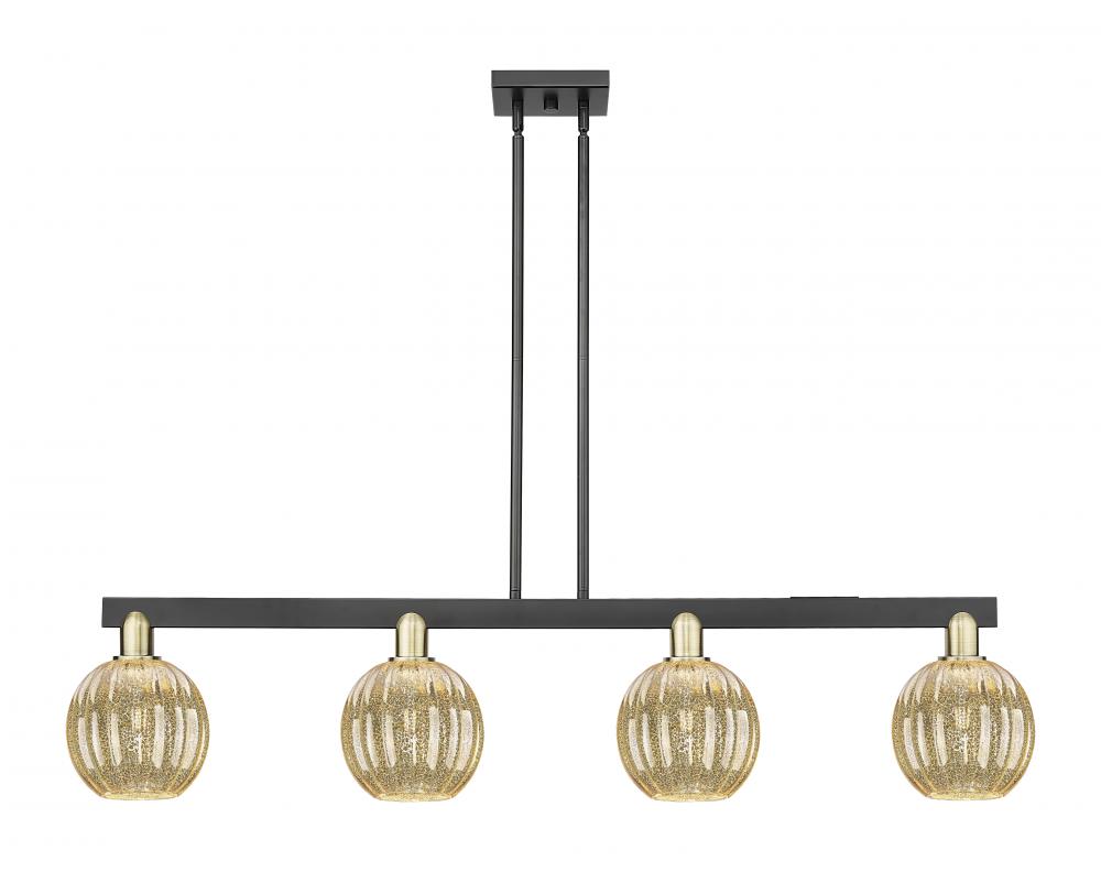 Preston Globe - 4 Light - 48 inch - Black Antique Brass - Stem hung - Island Light