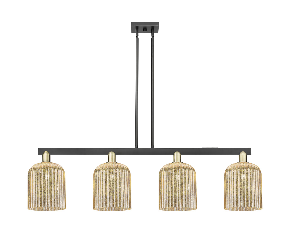 Bridal Veil - 4 Light - 51 inch - Black Antique Brass - Stem hung - Island Light