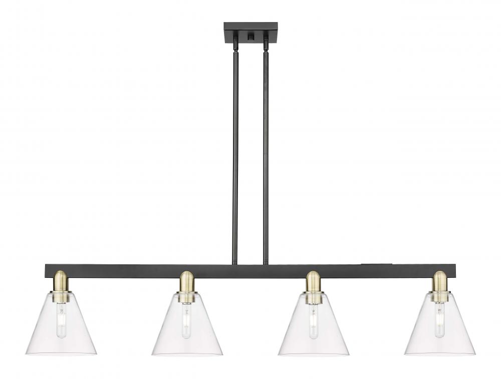 Berkshire Glass - 4 Light - 51 inch - Black Antique Brass - Stem hung - Island Light