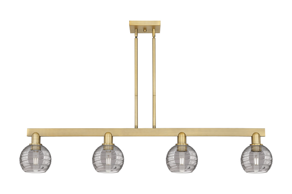 Athens Deco Swirl - 4 Light - 48 inch - Brushed Brass - Stem hung - Island Light