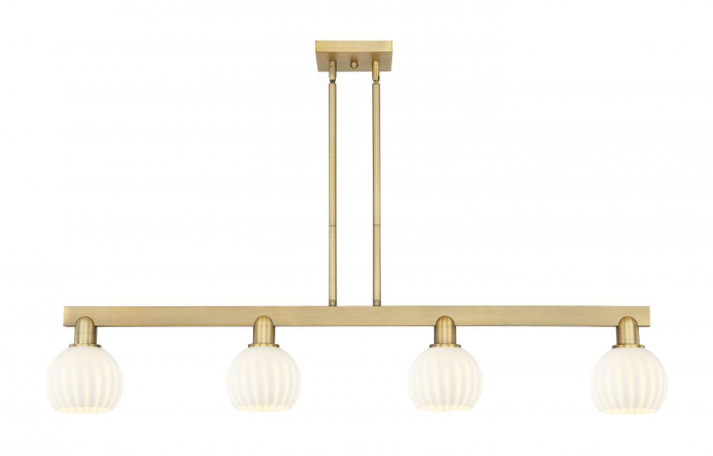 White Venetian - 4 Light - 49 inch - Brushed Brass - Stem hung - Island Light