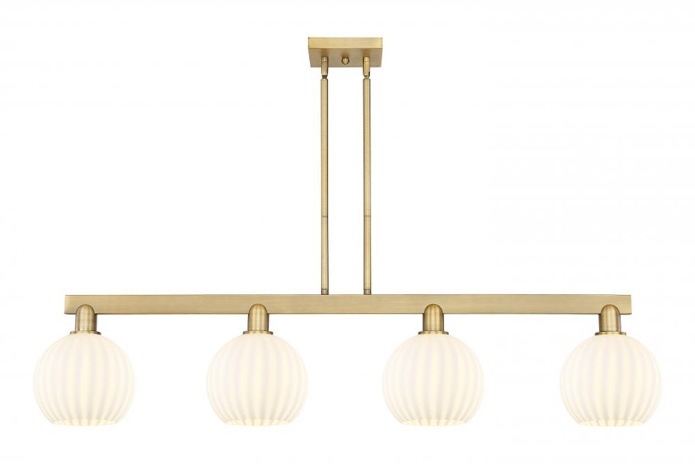 White Venetian - 4 Light - 48 inch - Brushed Brass - Stem Hung - Island Light