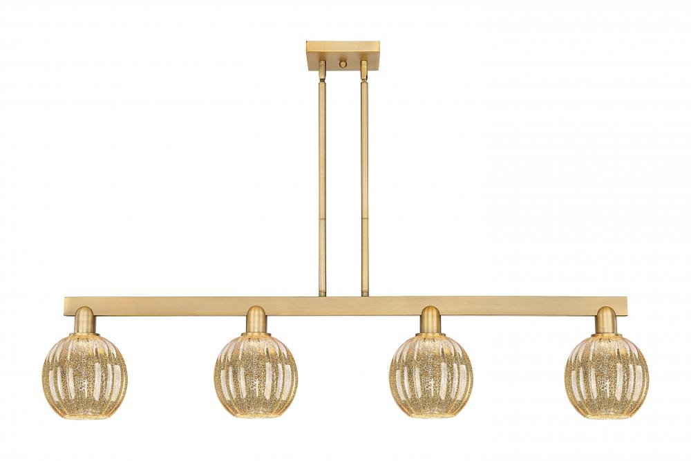 Preston Globe - 4 Light - 48 inch - Brushed Brass - Stem hung - Island Light
