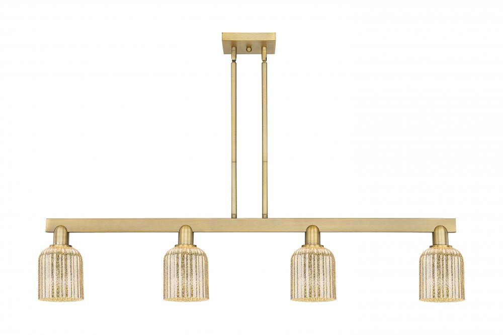 Bridal Veil - 4 Light - 48 inch - Brushed Brass - Stem hung - Island Light