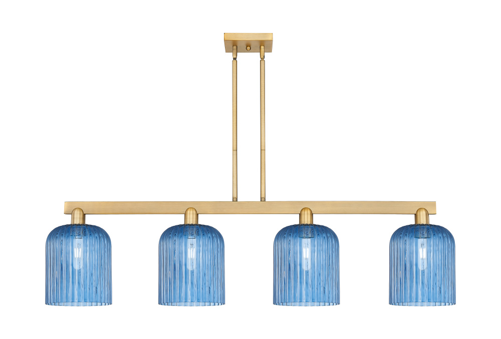 Bridal Veil - 4 Light - 51 inch - Brushed Brass - Stem hung - Island Light