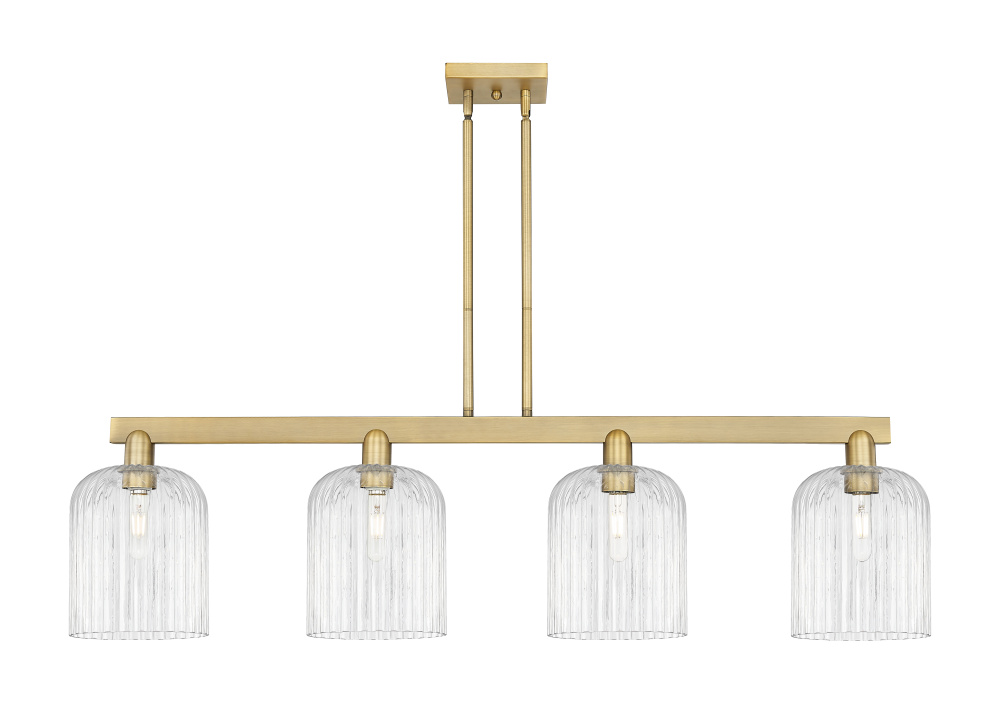 Bridal Veil - 4 Light - 51 inch - Brushed Brass - Stem hung - Island Light