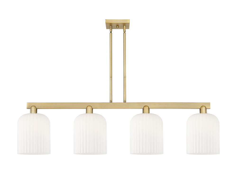 Bridal Veil - 4 Light - 51 inch - Brushed Brass - Stem hung - Island Light